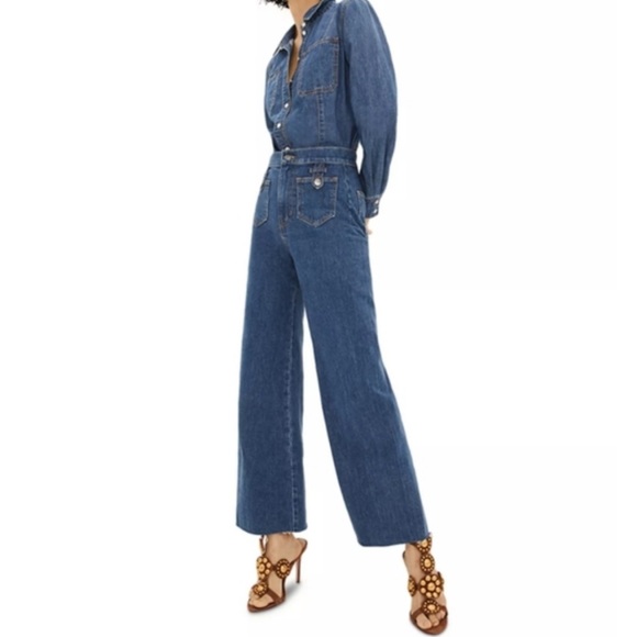 Veronica Beard Grant Wide Leg Denim Extra High Rise in Lakewood Blue Sz 31 EUC - Picture 12 of 14